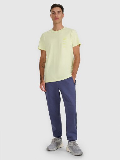 Męski t-shirt z nadrukiem 4F 4FWAW25TTSHM2402 - żółty