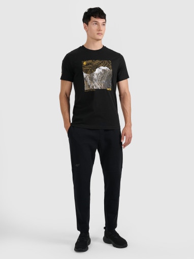 Męski t-shirt z nadrukiem 4F 4FWAW25TTSHM3122 - czarny
