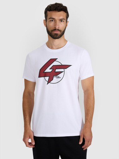  4F Męski tshirt z nadrukiem 4F 4FWAW25TTSHM3133  biały Biały