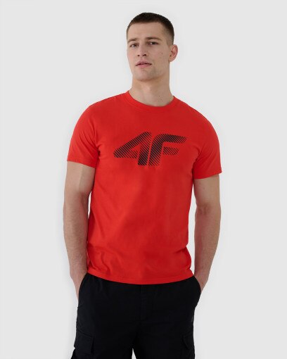 4F Męski tshirt z nadrukiem 4F 4FWMM00TTSHM2257  czerwony Czerwony