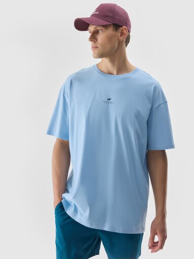 4F Męski tshirt z nadrukiem 4F 4FWSS24TTSHM1287 – niebieski Niebieski