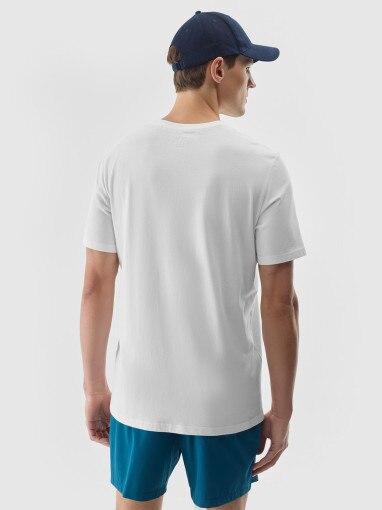 Męski t-shirt z nadrukiem 4F 4FWSS24TTSHM1288 - biały