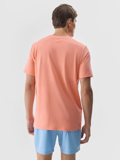 Męski t-shirt z nadrukiem 4F 4FWSS24TTSHM1288 - pomarańczowy