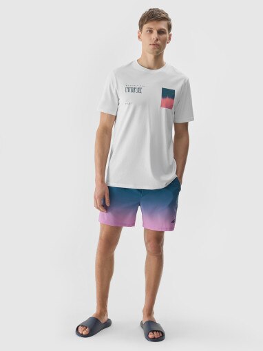 4F Męski tshirt z nadrukiem 4F 4FWSS24TTSHM1289  biały Biały