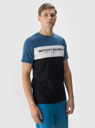 4F Męski tshirt z nadrukiem 4F 4FWSS24TTSHM1326  czarny Czarny