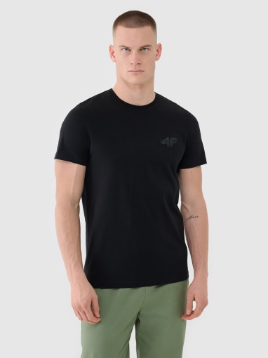 4F Męski tshirt z nadrukiem 4F 4FWSS25TTSHM1974  czarny Czarny
