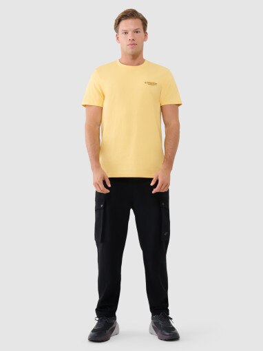 4F Męski tshirt z nadrukiem 4F 4FWSS25TTSHM1974  żółty żółty