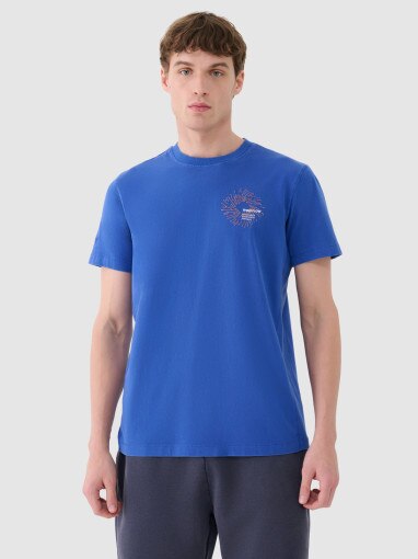 4F Męski tshirt z nadrukiem 4F 4FWSS25TTSHM1981  niebieski Niebieski