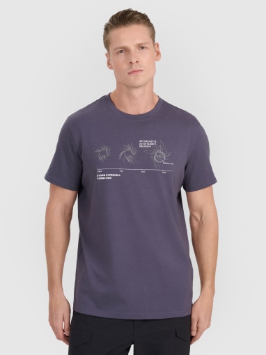 4F Męski tshirt z nadrukiem 4F 4FWSS25TTSHM1982  granatowy Granatowy