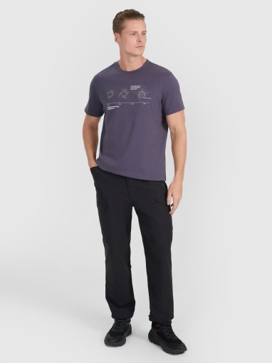 Męski t-shirt z nadrukiem 4F 4FWSS25TTSHM1982 - granatowy