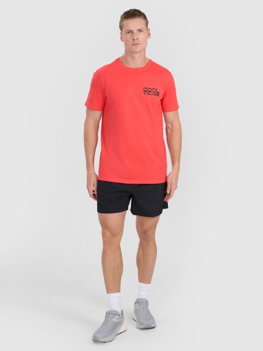 Męski t-shirt z nadrukiem 4F 4FWSS25TTSHM1984 - pomarańczowy