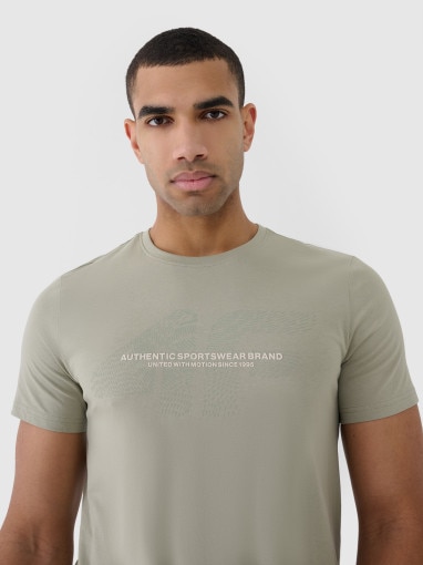 Męski t-shirt z nadrukiem 4F 4FWSS25TTSHM2004 - khaki