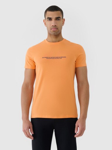 4F Męski tshirt z nadrukiem 4F 4FWSS25TTSHM2004  pomarańczowy Pomarańczowy