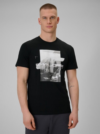  4F Męski tshirt z nadrukiem 4F 4FWSS26TTSHM2660  czarny Czarny