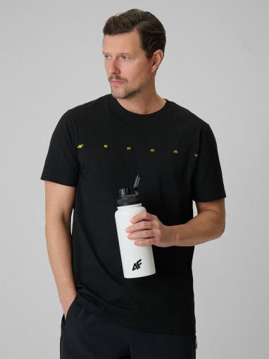  4F Męski tshirt z nadrukiem 4F 4FWSS26TTSHM2661  czarny Głęboka czerń