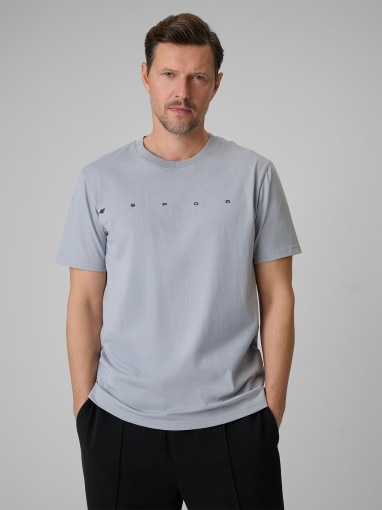  4F Męski tshirt z nadrukiem 4F 4FWSS26TTSHM2661  szary Szary