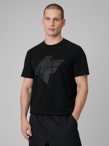  4F Męski tshirt z nadrukiem 4F 4FWSS26TTSHM2662  czarny Czarny