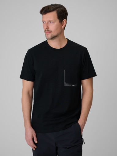  4F Męski tshirt z nadrukiem 4F 4FWSS26TTSHM2663  czarny Czarny
