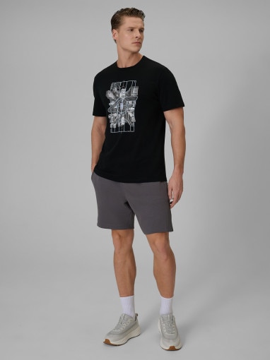 Męski t-shirt z nadrukiem 4F 4FWSS26TTSHM2664 - czarny