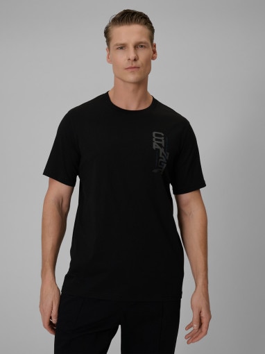  4F Męski tshirt z nadrukiem 4F 4FWSS26TTSHM2665  czarny Czarny