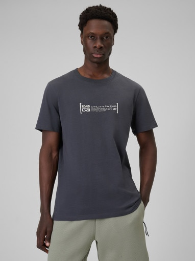  4F Męski tshirt z nadrukiem 4F 4FWSS26TTSHM2668  szary Szary