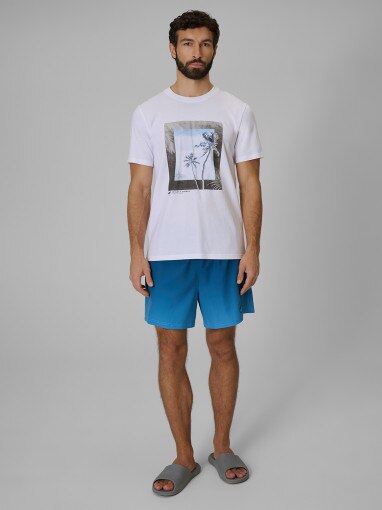 Męski t-shirt z nadrukiem 4F 4FWSS26TTSHM3034 - biały