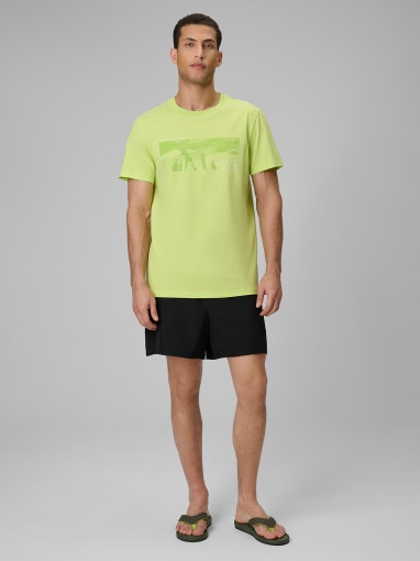 Męski t-shirt z nadrukiem 4F 4FWSS26TTSHM3035 - zielony