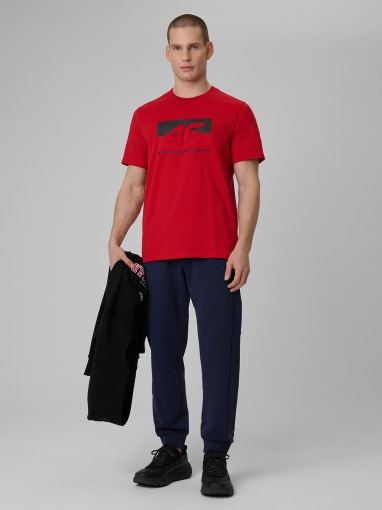 Męski t-shirt z nadrukiem 4F 4FWSS26TTSHM3325 - czerwony