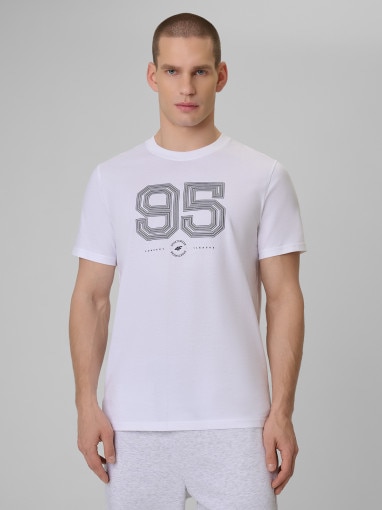  4F Męski tshirt z nadrukiem 4F 4FWSS26TTSHM3327  biały Biały