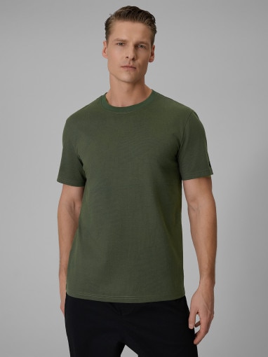  4F Męski tshirt z nadrukiem 4F 4FWSS26TTSHM3332  khaki Khaki