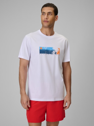  4F Męski tshirt z nadrukiem 4F 4FWSS26TTSHM3335  biały Biały