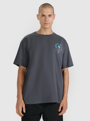  4F Męski tshirt z nadrukiem oversize 4F 4FRSS25TTSHM2990  szary Szary