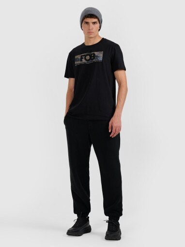 Męski t0shirtz nadrukiem 4F 4FWAW25TTSHM3139 - czarny