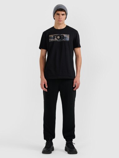  4F Męski t0shirtz nadrukiem 4F 4FWAW25TTSHM3139  czarny Czarny