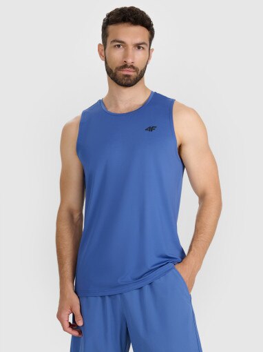 4F Męski tank top treningowy 4F 4FWAW25TFSLM574  niebieski Niebieski