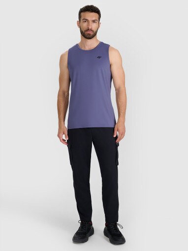 Męski tank top treningowy 4F 4FWAW25TFSLM574 - niebieski