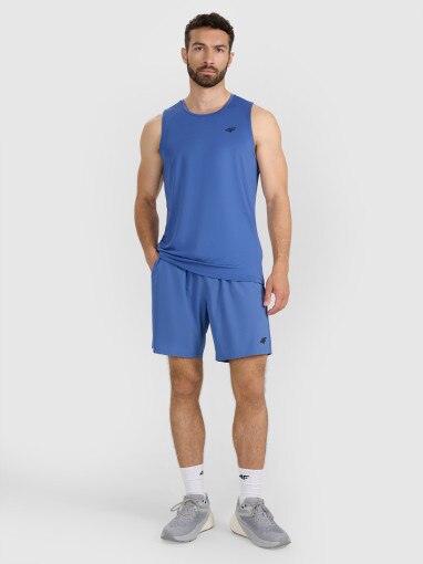 Męski tank top treningowy 4F 4FWAW25TFSLM574 - niebieski
