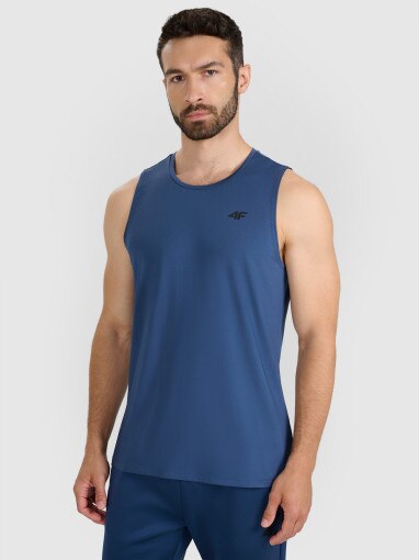 4F Męski tank top treningowy 4F 4FWAW25TFSLM574  niebieski Niebieski