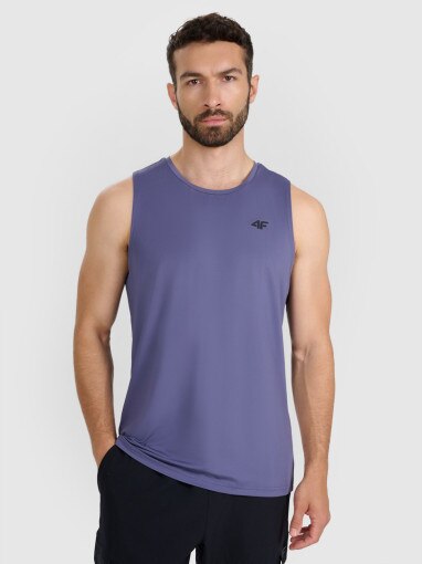 4F Męski tank top treningowy 4F 4FWAW25TFSLM574  niebieski Niebieski