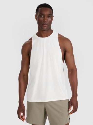  4F Męski tank top treninowy 4F 4FWAW25TFSLM554  biały Biały