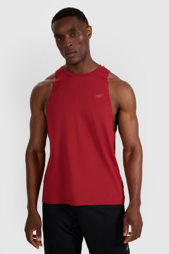  4F Męski tank top treninowy 4F 4FWAW25TFSLM554  czerwony Czerwony