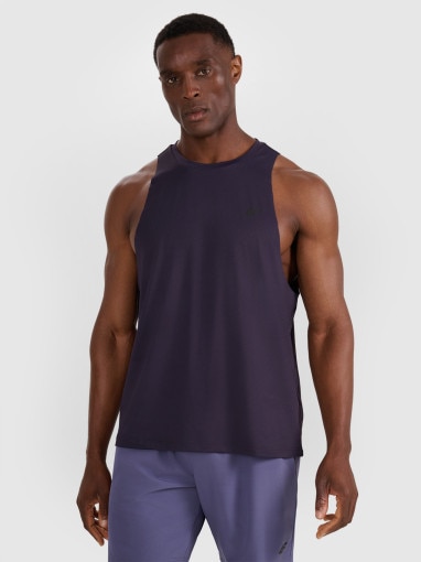  4F Męski tank top treninowy 4F 4FWAW25TFSLM554  granatowy Granatowy