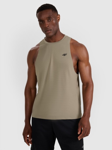  4F Męski tank top treninowy 4F 4FWAW25TFSLM554  oliwkowy Khaki