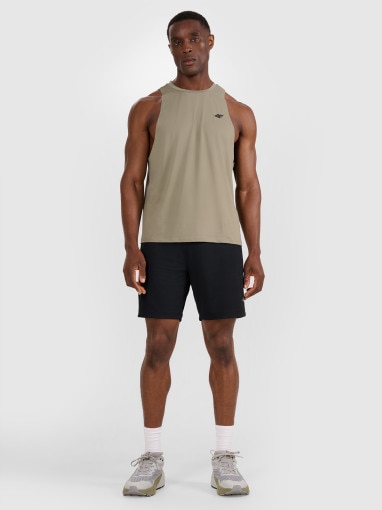 Męski tank top treninowy 4F 4FWAW25TFSLM554 - oliwkowy