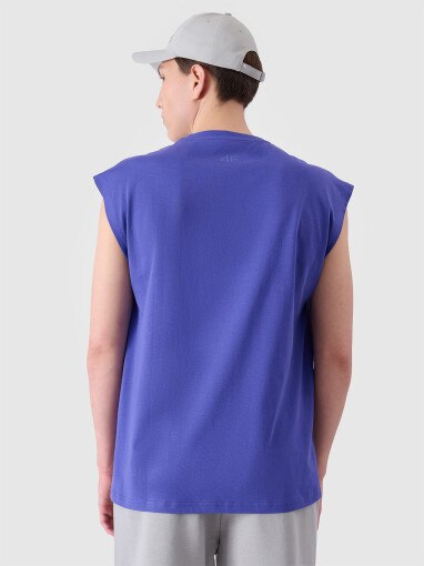 Męski tank top z nadrukiem 4F 4FRSS24TSLEM148 - niebieski