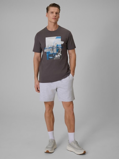  4F Męskie spodenki dresowe 4F 4FWSS26TSHOM744  szare Szary