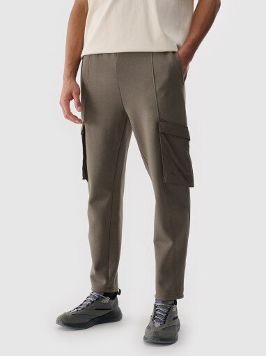 4F Męskie spodnie casual cargo 4F 4FWSS25TTROM0990  brązowe Brązowy