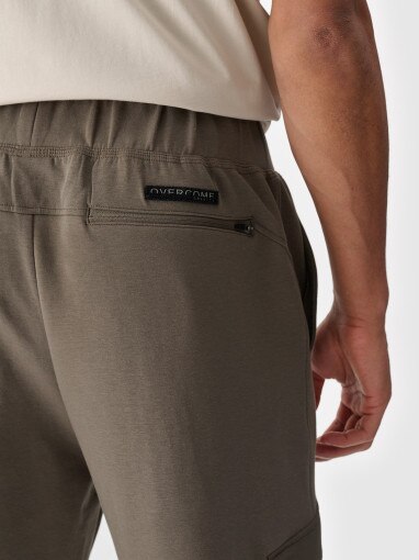 Męskie spodnie casual cargo 4F 4FWSS25TTROM0990 - brązowe