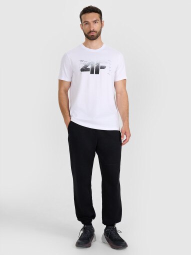  4F Męskie spodnie dresowe joggery 4F 4FWAW25TTROM1211  czarne Czarny