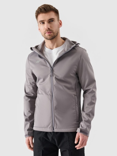 4F Męski softshell wiatroodporny z kapturem 4F NOSH4SFM001B  szary Szary